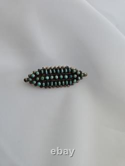 Vintage 1960's Zuni Sterling Silver Turquoise Pin