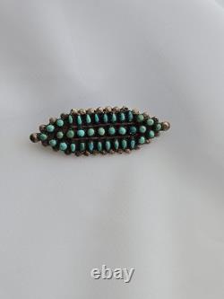 Vintage 1960's Zuni Sterling Silver Turquoise Pin