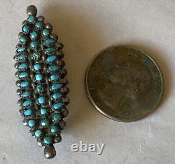 Vintage 1960's Zuni Sterling Silver Turquoise Pin