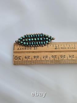 Vintage 1960's Zuni Sterling Silver Turquoise Pin