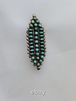 Vintage 1960's Zuni Sterling Silver Turquoise Pin