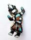 Vintage 1960s Zuni Turquoise Inlay Rainbow Man Sterling Silver Pin Brooch #152