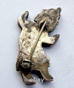Vintage 1960s Zuni Turquoise Inlay Rainbow Man Sterling Silver Pin Brooch #152