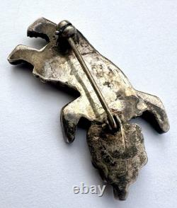 Vintage 1960s Zuni Turquoise Inlay Rainbow Man Sterling Silver Pin Brooch #152