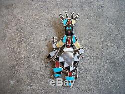 Vintage 1970 Zuni Kachina Dancer Devil Dance pin brooch turquoise coral pendant