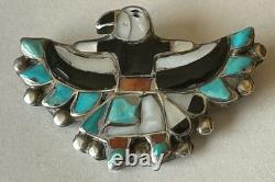 Vintage 1970's Zuni Sterling Silver Inlay Eagle Dancer Pin