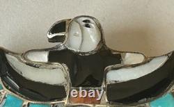 Vintage 1970's Zuni Sterling Silver Inlay Eagle Dancer Pin