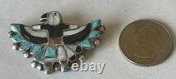 Vintage 1970's Zuni Sterling Silver Inlay Eagle Dancer Pin