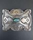 Vintage 2 Navajo Stamped Sterling Silver Spiderweb Turquoise Pin Signed #279