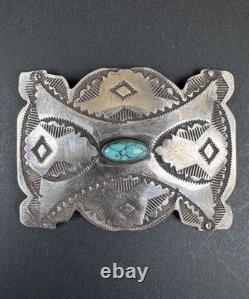Vintage 2 Navajo Stamped Sterling Silver Spiderweb Turquoise Pin Signed #279