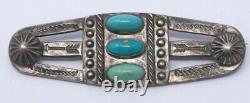 Vintage 20s-30s Fred Harvey Era Sterling Silver Turquoise Brooch with Arrow Motif