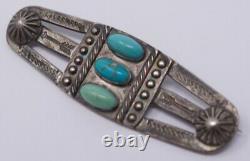 Vintage 20s-30s Fred Harvey Era Sterling Silver Turquoise Brooch with Arrow Motif