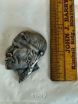 Vintage 900 Silver Sitting Bull Native American Chief Brooch Pin Signed 25g