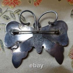 Vintage 925 Sterling Butterfly Pin Brooch Native American Turquoise