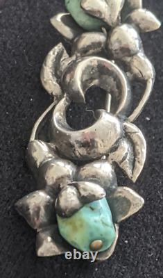 Vintage/Antique Mexican/Native American Cast Sterling & Turquoise Brooch