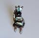 Vintage Apache Gaan Crown Dancer Zuni Inlaid Multi Gemstone Sterling Silver Pin