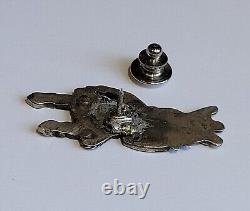 Vintage Apache Gaan Crown Dancer Zuni Inlaid Multi Gemstone Sterling Silver Pin