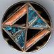 Vintage Beauty Zuni Silver Bold Inlaid Design Onyx Coral Turquoise Pin Brooch