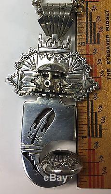 Vintage Benny Ration Sterling Silver Kachina Necklace Pin/Brooch Pendant