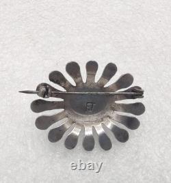 Vintage Bisbee Turquoise Navajo Francis Jones Sterling Silver Brooch Pin Signed