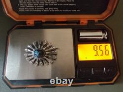 Vintage Bisbee Turquoise Navajo Francis Jones Sterling Silver Brooch Pin Signed