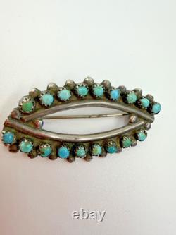 Vintage Brooch Native American AZRZ Snake Eyes Turquoise Southwest Oval
