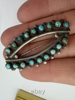 Vintage Brooch Native American AZRZ Snake Eyes Turquoise Southwest Oval