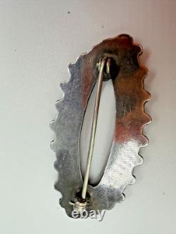 Vintage Brooch Native American AZRZ Snake Eyes Turquoise Southwest Oval