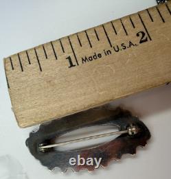 Vintage Brooch Native American AZRZ Snake Eyes Turquoise Southwest Oval