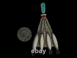 Vintage Ceremonial Navajo Old Pawn Sterling Silver Multi-Stone Pin/Pendant