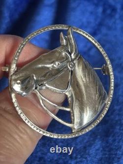 Vintage Circa 40's Sterling Silver Handmade Navajo Horse Brooch Pin Great Piece