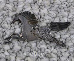 Vintage Clarence Lee Navajo Sterling Silver Pegasus Horse Pin Brooch 2 1/4 8g