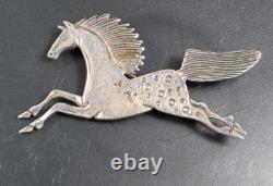 Vintage Clarence Lee Navajo Sterling Silver Pegasus Horse Pin Brooch 2 1/4 8g