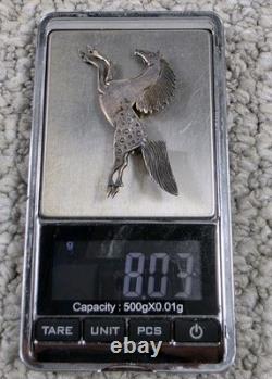 Vintage Clarence Lee Navajo Sterling Silver Pegasus Horse Pin Brooch 2 1/4 8g