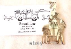 Vintage Clarence Lee Russell Lee Sterling Silver Navajo Woman withSheep Brooch Pin