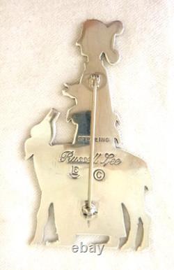 Vintage Clarence Lee Russell Lee Sterling Silver Navajo Woman withSheep Brooch Pin