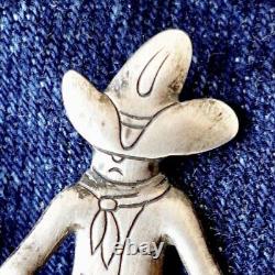 Vintage Cowboy Pin Bell Trading Post Sterling Silver Southwest Mint RARE