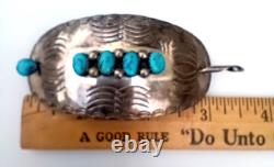 Vintage DC Thomas Navajo Sterling Silver Turquoise Hair Pin Barrette