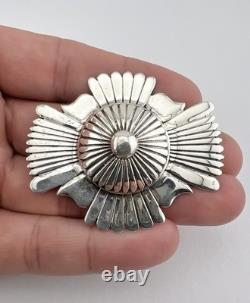 Vintage EDDY CHACO Navajo Sterling Silver Deep Stamped Concho Pin Brooch 2.25