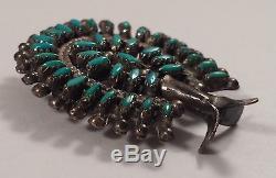 Vintage Eleanor Weeka Zuni Indian Sterling Silver Turquoise Pin Brooch Pendant