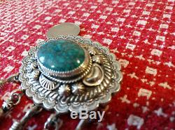 Vintage Emer Thompson Patrick Yazzie Sterling Silver Turquoise Brooch WOW