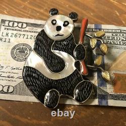 Vintage Estate Panda Bear Zuni Pendant Pin VTG Original Perfect