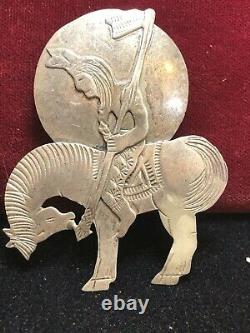 Vintage Estate Sterling Rare Native American Pendant Pin Signed Ben Yazzie