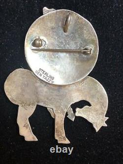 Vintage Estate Sterling Rare Native American Pendant Pin Signed Ben Yazzie