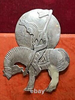 Vintage Estate Sterling Rare Native American Pendant Pin Signed Ben Yazzie