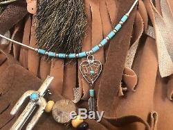 Vintage Estate Sterling Silver Native American Cuff Bracelet 2 Necklace & Pin