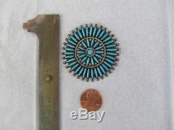 Vintage F. M Begay Navajo Sterling Silver Needlepoint Turquoise pin/ Pendant