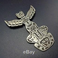 Vintage FIRST NATIONS Sterling Silver OVERLAY Totem Pole PIN Pacific Northwest