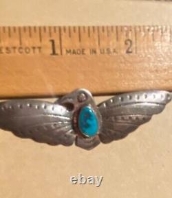 Vintage Fred Harvey / & CS Era Sterling Silver Turquoise Thunderbird Pin /Brooch