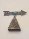 Vintage Fred Harvey Ear Sterling Tooled Arrow Bell Turquoise Pin
